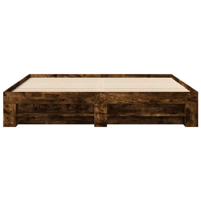 Cadru pat fără saltea Stejar afumat 200x200 cm Lemn prelucrat WALTI
