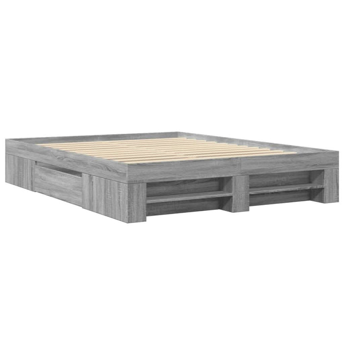 Cadru de pat, gri sonoma, 150x200 cm, lemn prelucrat WALTI