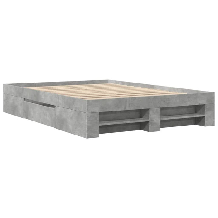 Cadru de pat, gri beton, 140x200 cm, lemn prelucrat - WALTI WALTI
