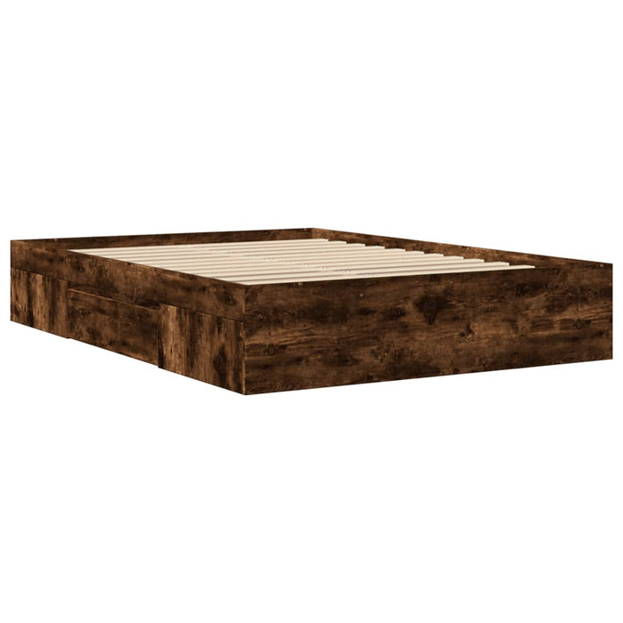 Cadru pat fără saltea stejar fumuriu 120x200 cm, lemn prelucrat - WALTI WALTI