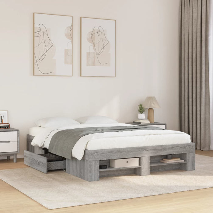 Cadru de pat, gri sonoma, 120x200 cm, lemn prelucrat - WALTI WALTI