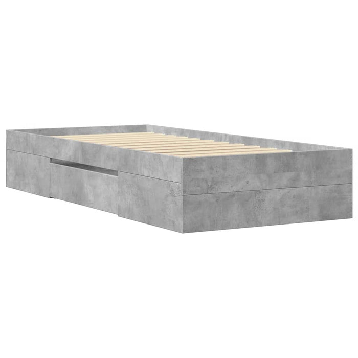 Cadru de pat, gri beton, 100x200 cm, lemn prelucrat - WALTI WALTI