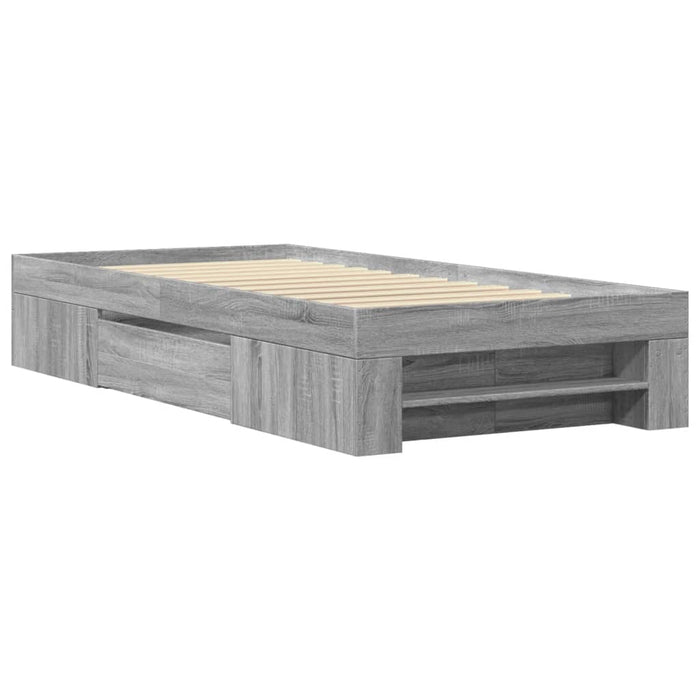 Cadru de pat, gri sonoma, 100x200 cm, lemn prelucrat - WALTI WALTI