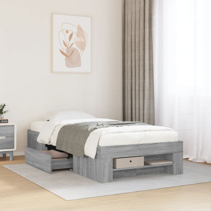 Cadru de pat, gri sonoma, 100x200 cm, lemn prelucrat - WALTI WALTI