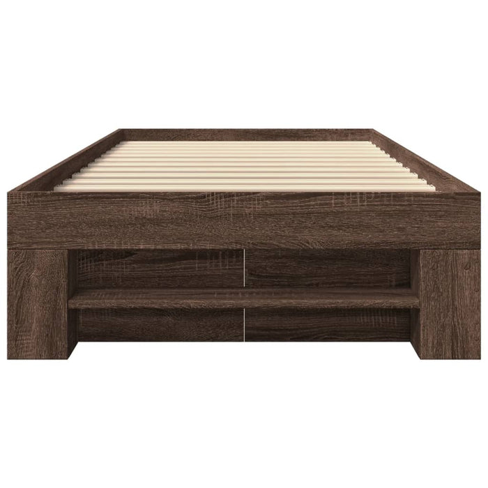 Cadru pat fără saltea stejar maro 100x200 cm lemn prelucrat - WALTI WALTI