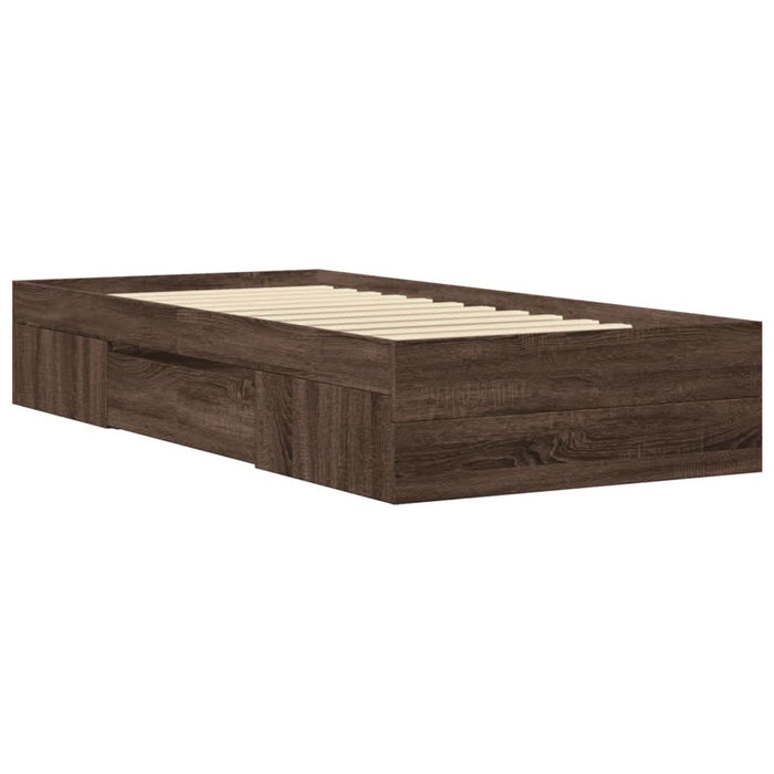 Cadru pat fără saltea stejar maro 100x200 cm lemn prelucrat - WALTI WALTI