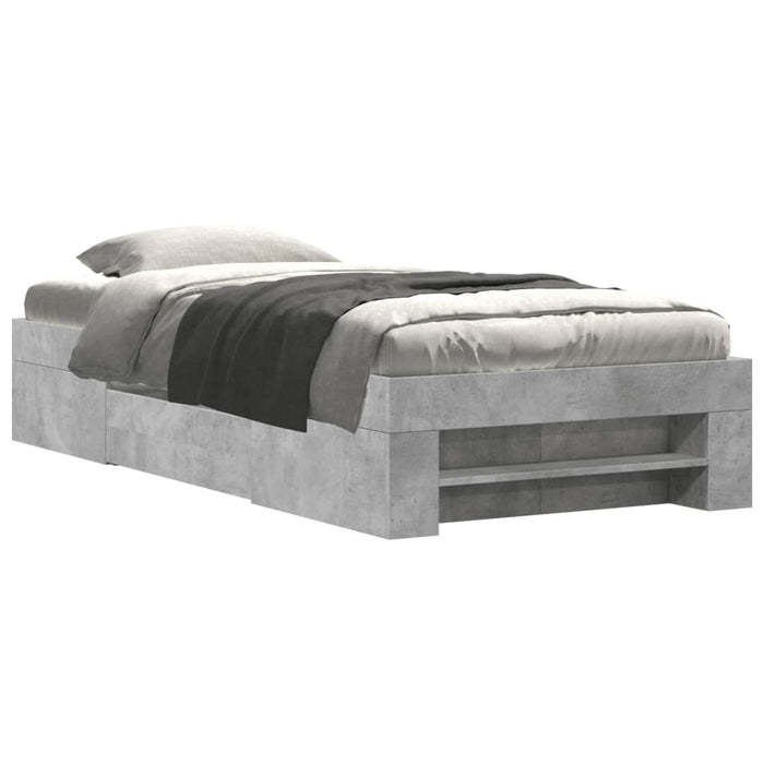 Cadru de pat, gri beton, 90x200 cm, lemn prelucrat - WALTI WALTI