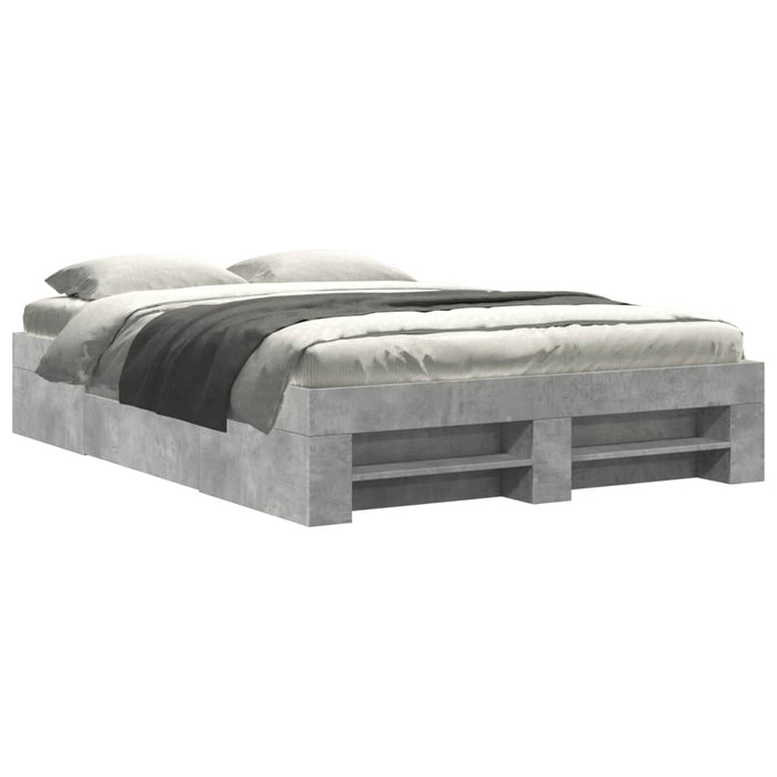 Cadru de pat, gri beton, 140x190 cm, lemn prelucrat - WALTI WALTI