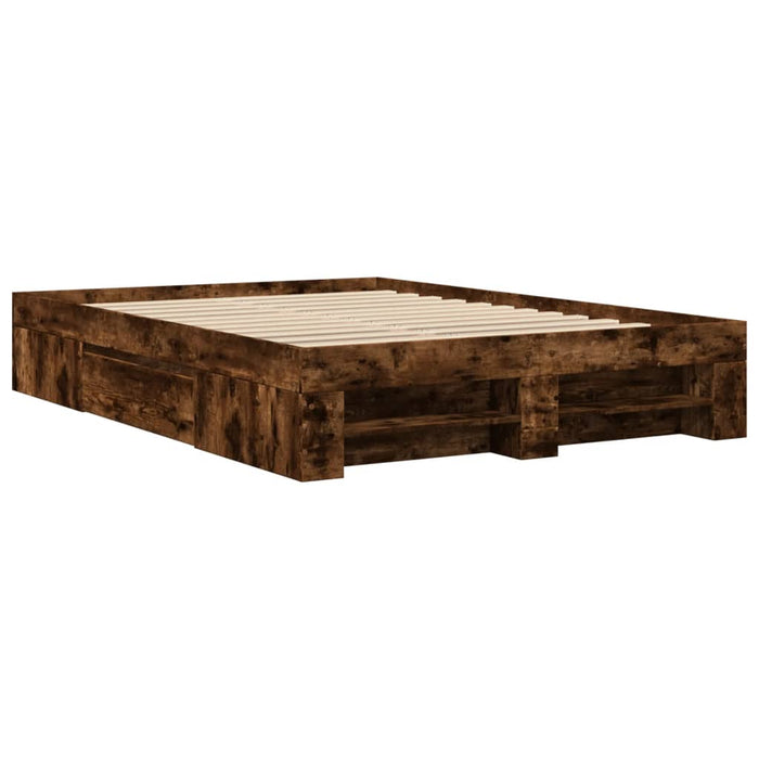Cadru pat fără saltea stejar afumat, 140x190 cm, lemn prelucrat - WALTI WALTI