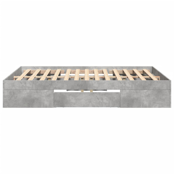 Cadru de pat, gri beton, 135x190 cm, lemn prelucrat - WALTI WALTI
