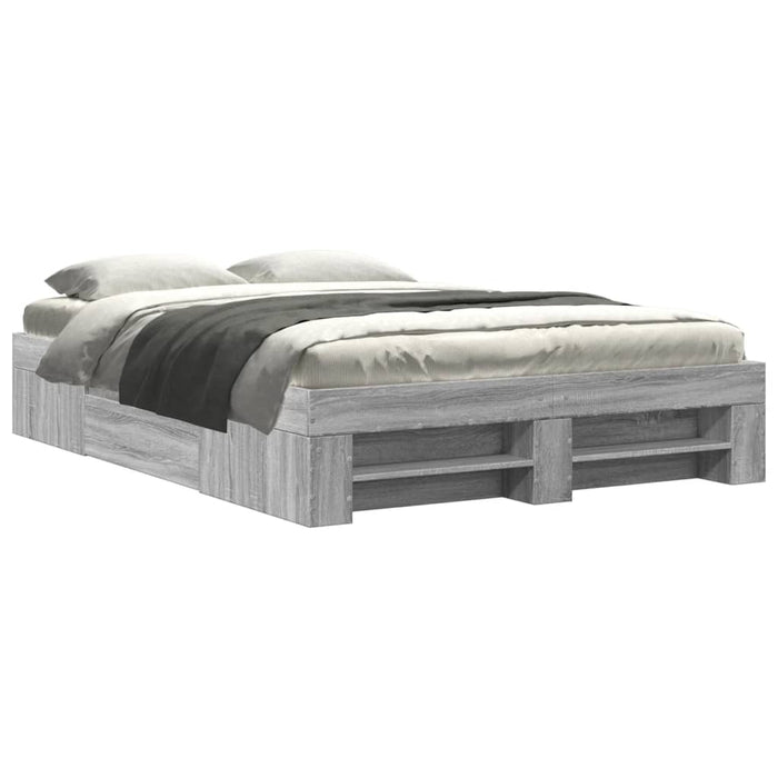 Cadru de pat, gri sonoma, 135x190 cm, lemn prelucrat - WALTI WALTI