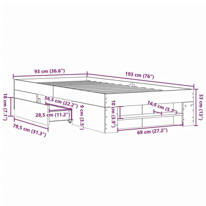 Cadru de pat, alb, 90x190 cm, lemn prelucrat - WALTI WALTI