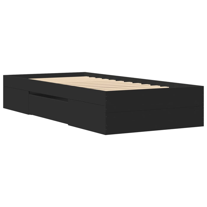 Cadru de pat, negru, 90x190 cm, lemn prelucrat WALTI