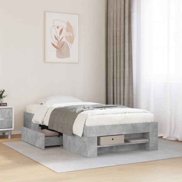 Cadru de pat, gri beton, 90x190 cm, lemn prelucrat - WALTI WALTI