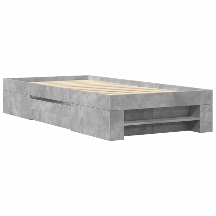 Cadru de pat, gri beton, 75x190 cm, lemn prelucrat - WALTI WALTI