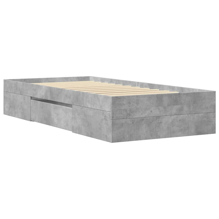 Cadru de pat, gri beton, 75x190 cm, lemn prelucrat - WALTI WALTI