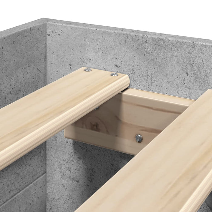 Cadru de pat, gri beton, 75x190 cm, lemn prelucrat - WALTI WALTI