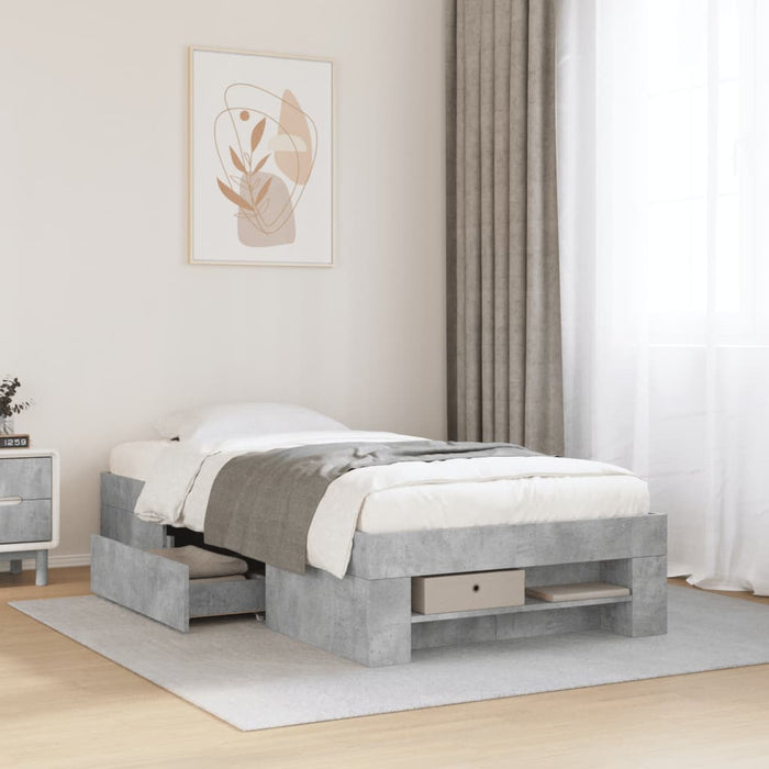 Cadru de pat, gri beton, 75x190 cm, lemn prelucrat - WALTI WALTI