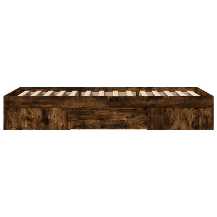 Cadru pat fără saltea, stejar fumuriu 75x190 cm lemn prelucrat - WALTI WALTI