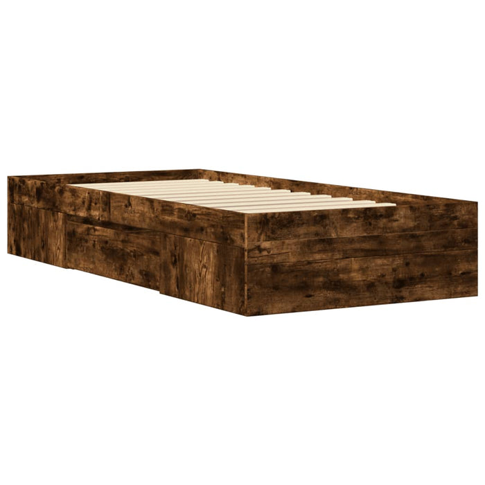 Cadru pat fără saltea, stejar fumuriu 75x190 cm lemn prelucrat - WALTI WALTI