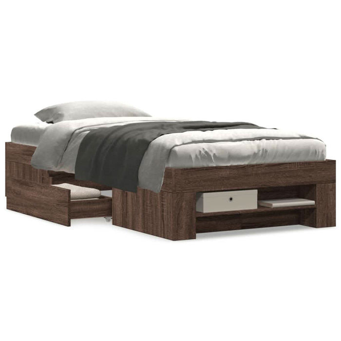 Cadru pat fără saltea, stejar maro 75x190 cm lemn prelucrat WALTI