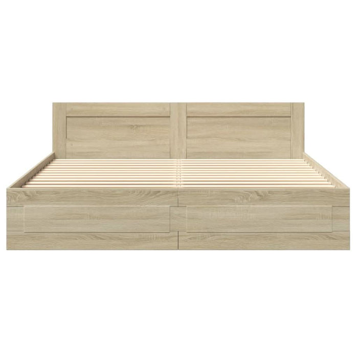 Cadru de pat cu tăblie stejar sonoma 200x200 cm lemn prelucrat - WALTI WALTI
