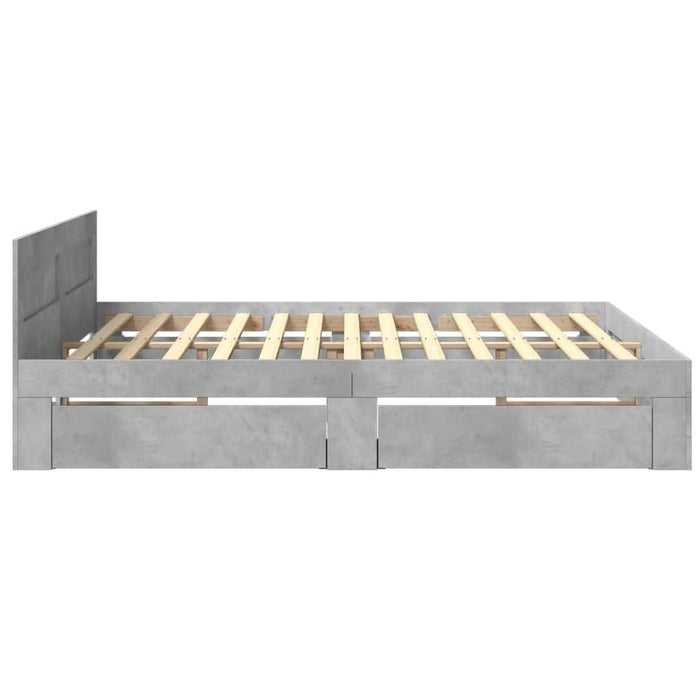 Cadru de pat cu tăblie gri beton 180x200 cm lemn prelucrat - WALTI WALTI