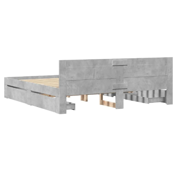 Cadru de pat cu tăblie gri beton 180x200 cm lemn prelucrat - WALTI WALTI