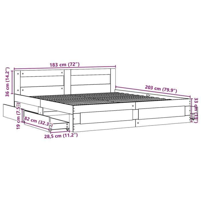 Cadru de pat cu tăblie gri beton 180x200 cm lemn prelucrat - WALTI WALTI