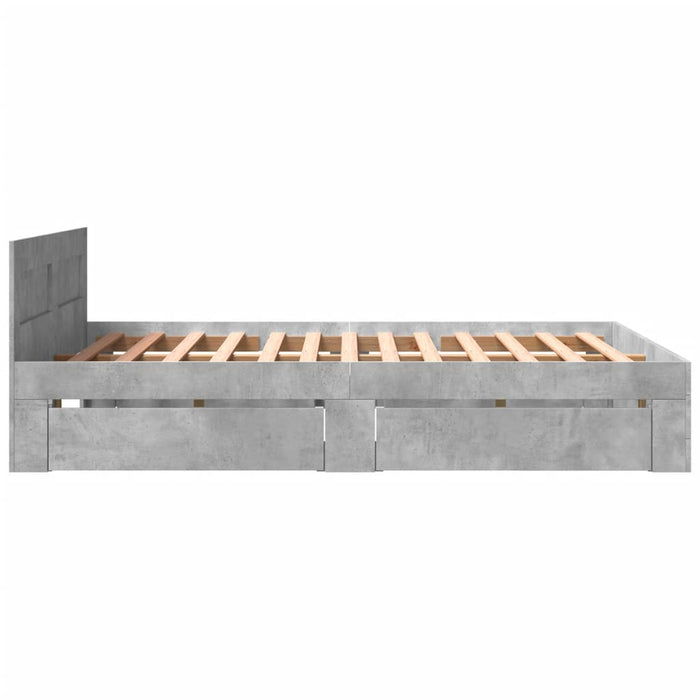 Cadru de pat cu tăblie gri beton 160x200 cm lemn prelucrat - WALTI WALTI