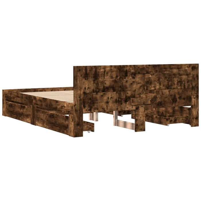 Cadru de pat cu tăblie stejar fumuriu 160x200 cm lemn prelucrat - WALTI WALTI