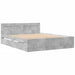 Cadru de pat cu tăblie gri beton 150x200 cm lemn prelucrat - WALTI WALTI