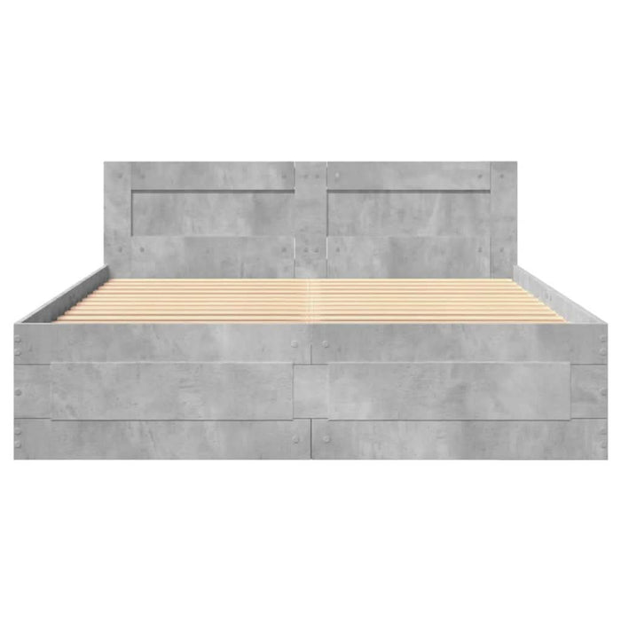 Cadru de pat cu tăblie gri beton 120x200 cm lemn prelucrat WALTI