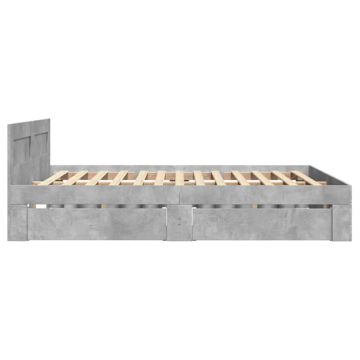 Cadru de pat cu tăblie gri beton 120x200 cm lemn prelucrat WALTI