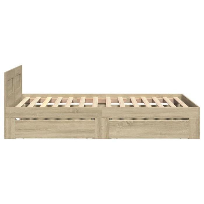 Cadru de pat cu tăblie stejar sonoma 100x200 cm lemn prelucrat WALTI