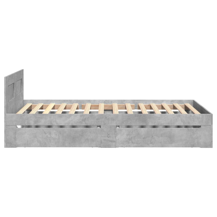 Cadru de pat cu tăblie gri beton 100x200 cm lemn prelucrat WALTI