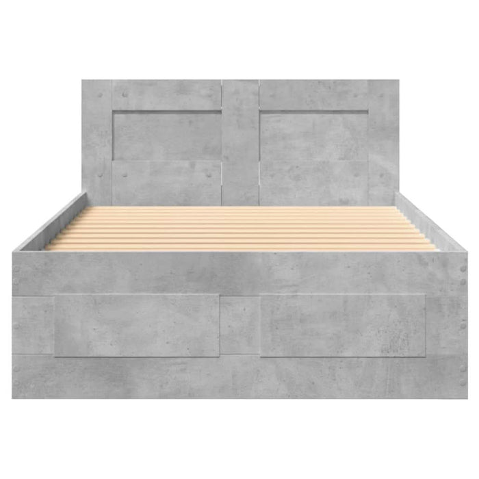 Cadru de pat cu tăblie gri beton 90x200 cm lemn prelucrat WALTI