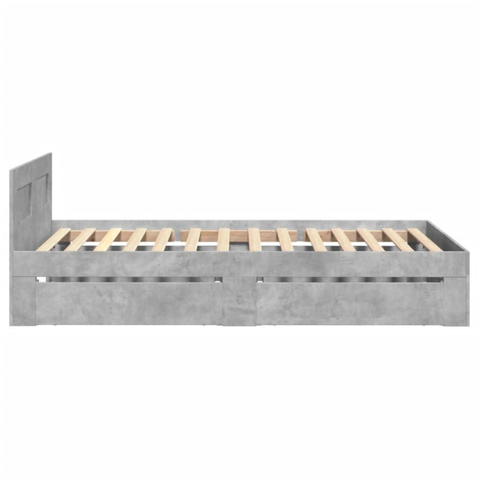 Cadru de pat cu tăblie gri beton 90x200 cm lemn prelucrat WALTI