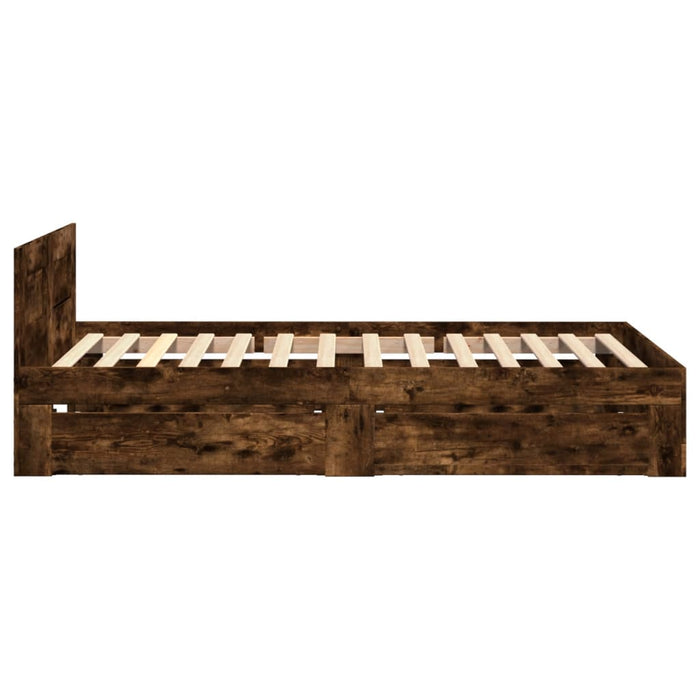 Cadru de pat cu tăblie stejar fumuriu 90x200 cm lemn prelucrat - WALTI WALTI