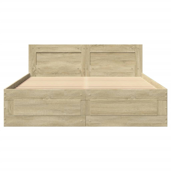 Cadru de pat cu tăblie stejar sonoma 135x190 cm lemn prelucrat - WALTI WALTI