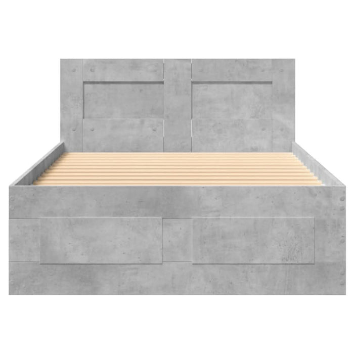 Cadru de pat cu tăblie, gri beton, 75x190 cm, lemn prelucrat - WALTI WALTI