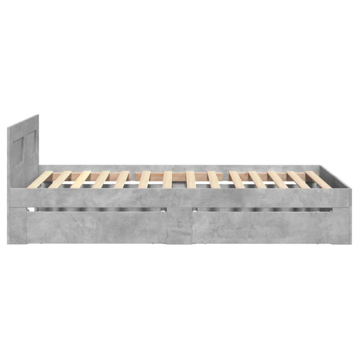 Cadru de pat cu tăblie, gri beton, 75x190 cm, lemn prelucrat - WALTI WALTI