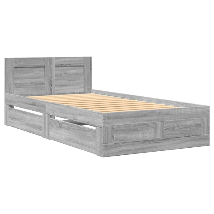 Cadru de pat cu tăblie gri sonoma 75x190 cm lemn prelucrat - WALTI WALTI