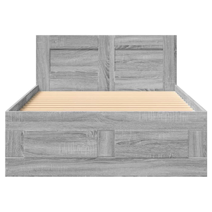 Cadru de pat cu tăblie gri sonoma 75x190 cm lemn prelucrat - WALTI WALTI