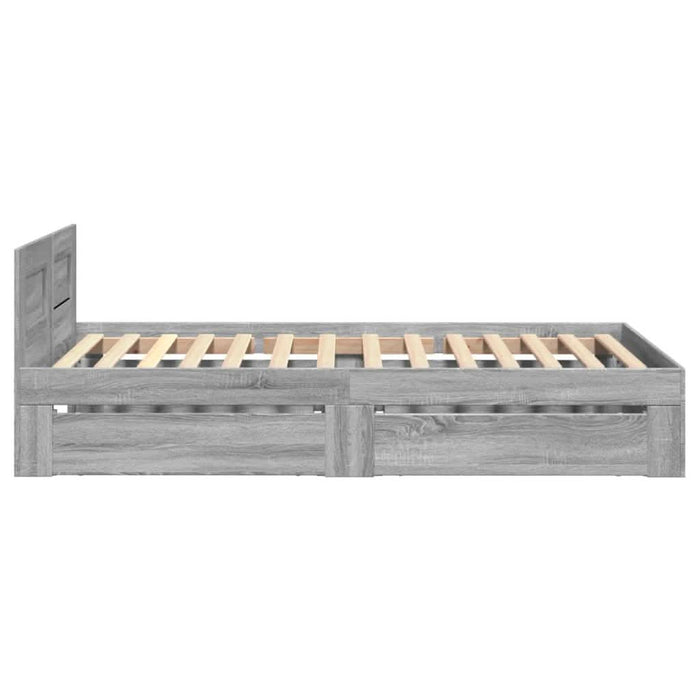 Cadru de pat cu tăblie gri sonoma 75x190 cm lemn prelucrat - WALTI WALTI