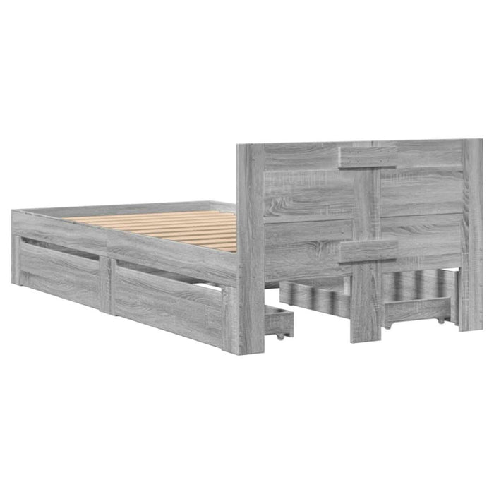 Cadru de pat cu tăblie gri sonoma 75x190 cm lemn prelucrat - WALTI WALTI
