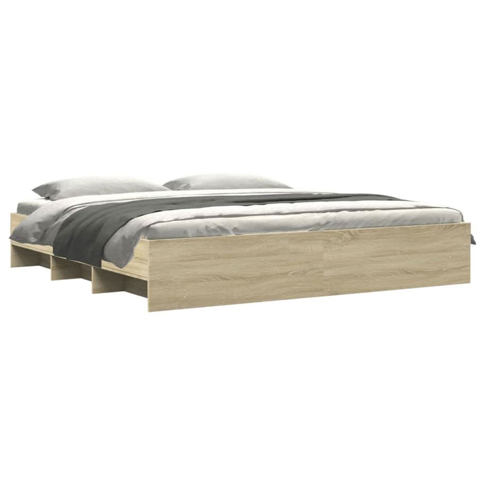 Cadru de pat fără saltea Stejar Sonoma 200x200cm Lemn prelucrat - WALTI WALTI