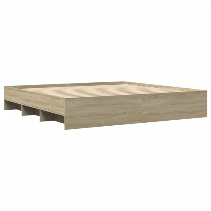 Cadru de pat fără saltea Stejar Sonoma 200x200cm Lemn prelucrat - WALTI WALTI