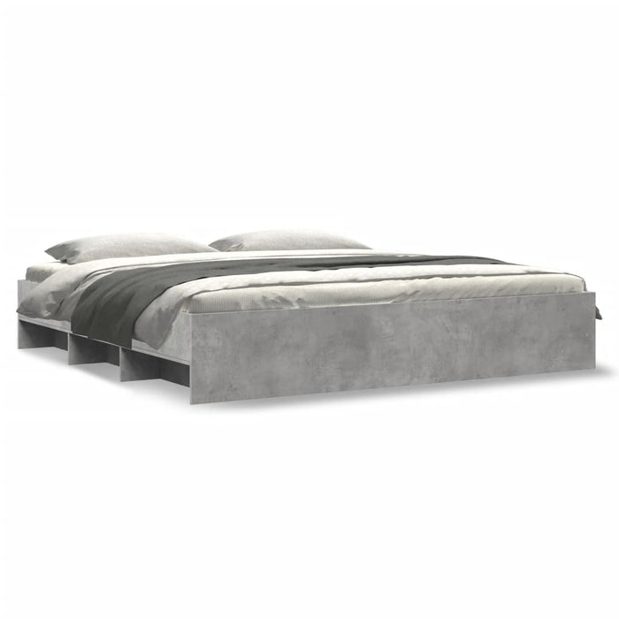 Cadru de pat, gri beton, 200x200 cm, lemn prelucrat - WALTI WALTI