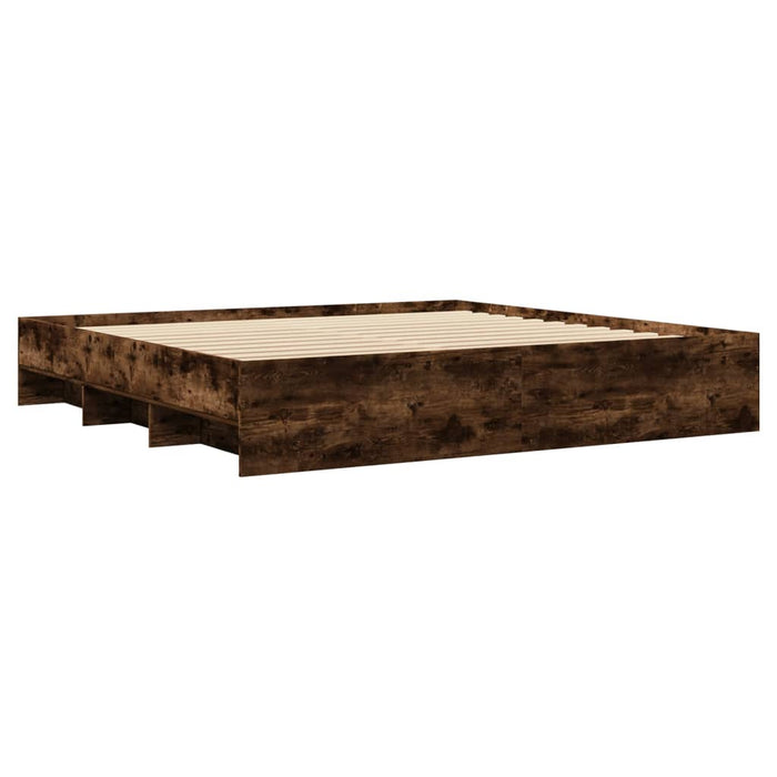Cadru pat fără saltea Stejar afumat 200x200 cm Lemn prelucrat - WALTI WALTI